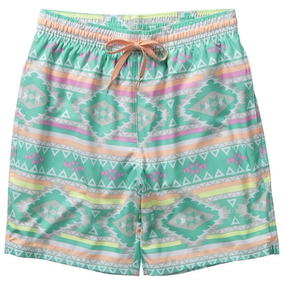 CHUBBIES Swim Trunks Size 2XL Blue Orange Geometric Print Lined 7" Inseam Preppy - Picture 1 of 4